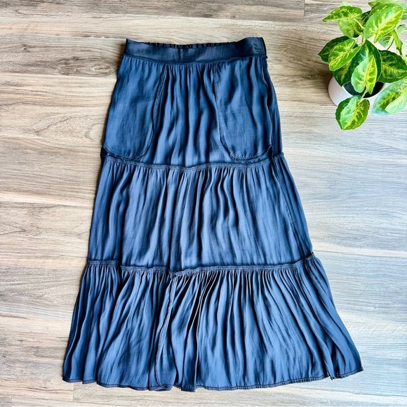 Nine West Tiered Black Midi Skirt Size XS - Picture 12 of 12
